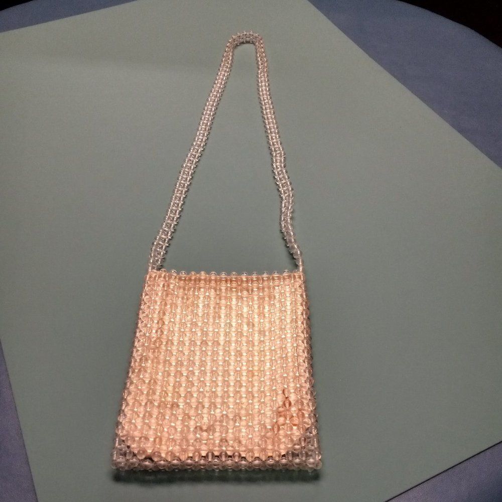 Vintage Clear Beaded Crossbody Bag